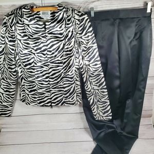Parche Paris Women's Career Zebra Stripe Print 100% Poly Blazer Jacket Size 6